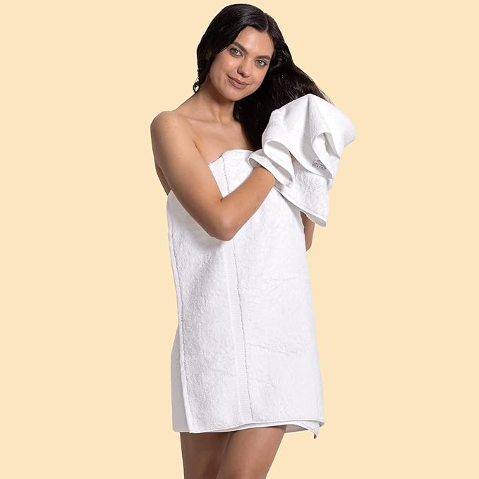 Chakir Turkish Linens 100% Cotton Premium Turkish Towels for Bathroom, 2 Large Bath Towels 36x60, 2 Hand Towels, 2 Washcloths (6-Piece Towel Set, White)