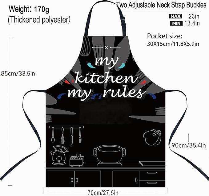 ZiQilin Adjustable Waterproof Kitchen Apron for Women with 2 Pockets Cooking Chef Apron Gardening Funny BBQ Aprons for Men