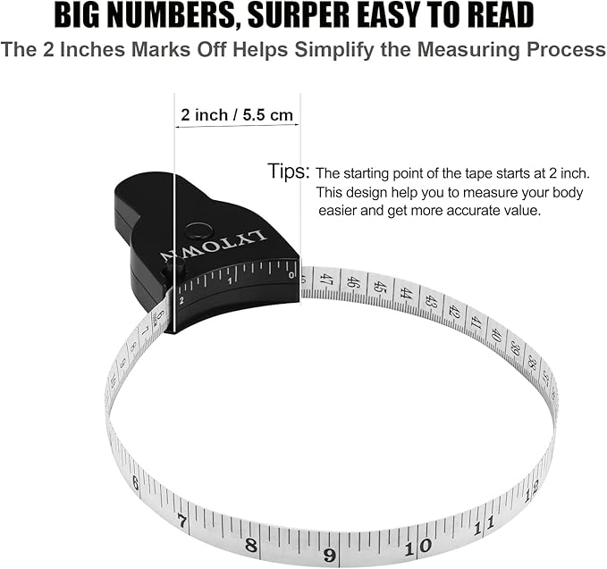 2PCS Tape Measure Body Measuring Tape 60inch (150cm), Retractable Measuring Tape for Body Measurement & Weight Loss, Accurate Body Tape Measure for Fitness, Tailor, Sewing, Handcrafts, Clothes
