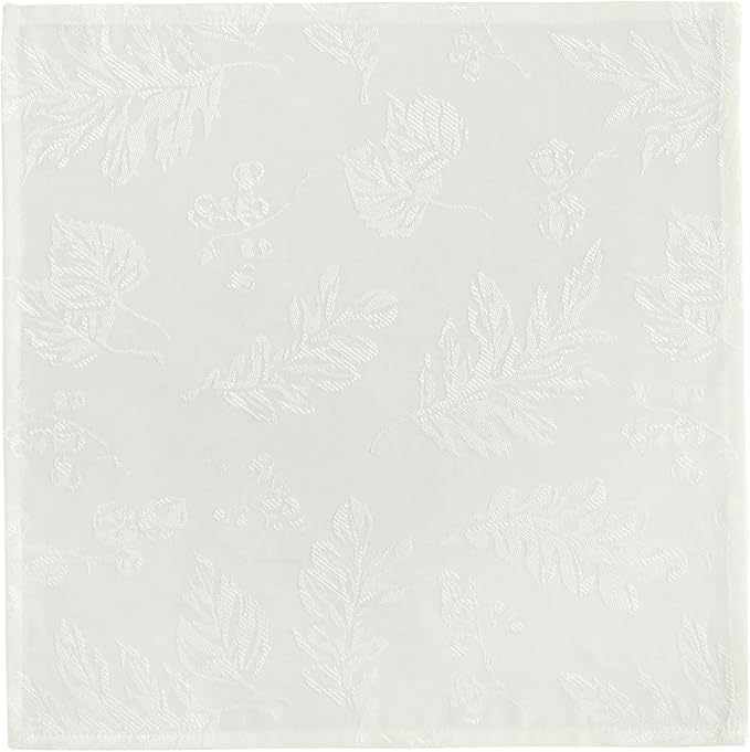 Elrene Home Fashions Elegant Woven Leaves Jacquard Damask Cloth Napkin Set, 17" x 17", Pack of 8, Ivory