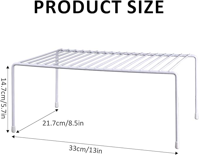 4-Pack Medium (13x8.5inch) Kitchen Organizer Rack, Kitchen Shelves for Spice Organization for Cabinet, Pantry Organizers and Storage, Spice Rack, Desk Organizer, White