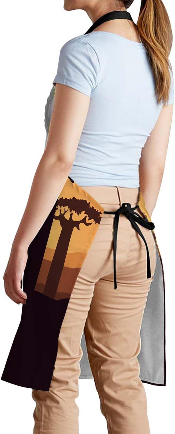 oFloral Wild Animals Apron Unisex Adjustable Bib Apron, Cooking Kitchen Chef Apron, Women Men Apron for Home Kitchen, Restaurant, Coffee house