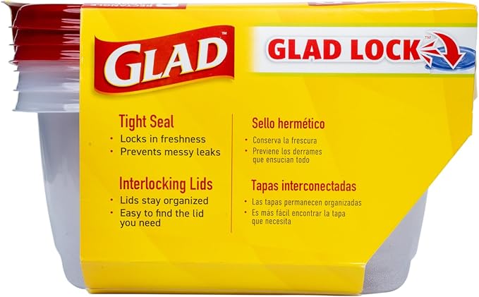 Glad GladWare Holiday Food Storage Containers with Reversible Gift Tags, Large Rectangle BPA Free Plastic for Holiday Cookies and Gifting, Microwave Freezer Dishwasher Safe, 64 Oz, 3 Count