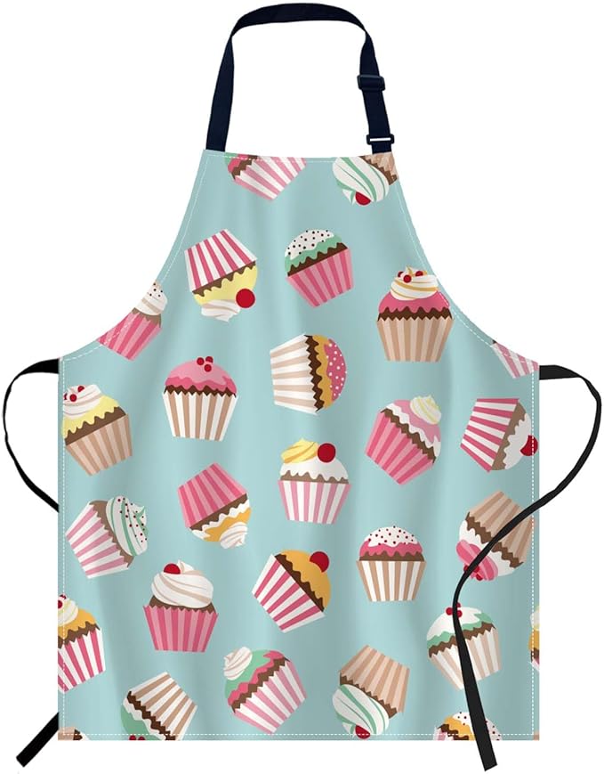 oFloral Cupcake Apron Unisex Adjustable Bib Apron Cooking Kitchen Chef Women Men Aprons for Home Kitchen, Restaurant,Coffee House,Shop,Garden