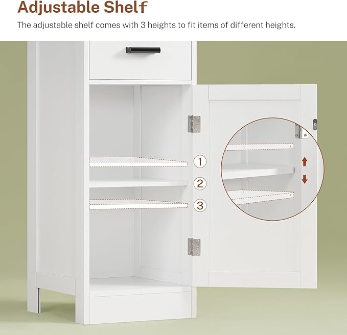 TEENFON 67" H Tall Storage Cabinet with 2 Doors, Bathroom Storage Cabinet, Kitchen Pantry Cabinets for Living Room, Dining Room, Bathroom, White