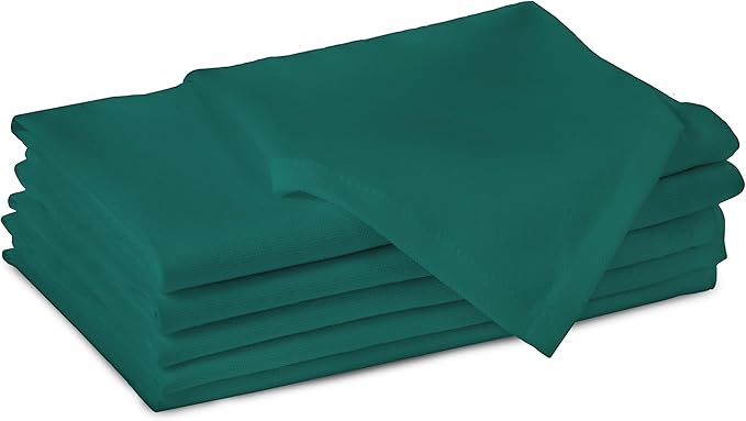 Encasa XO Emerald Cloth Napkins Set of 6, 17"x17" | Solid Color Cotton Dinner Napkins | Washable & Reusable Wedding Napkins for Holiday Dinners, Party, & Everyday Table Decor