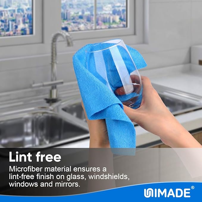 UNIMADE Shop Towels Rags, 150 Pack Reusable Shop Rags Bulk Microfiber Cleaning Cloth Lint Free Cleaning Towels for Car Kitchen Automotive Bar Mechanic Restaurant Garage, 11.5"x 11.5", Blue