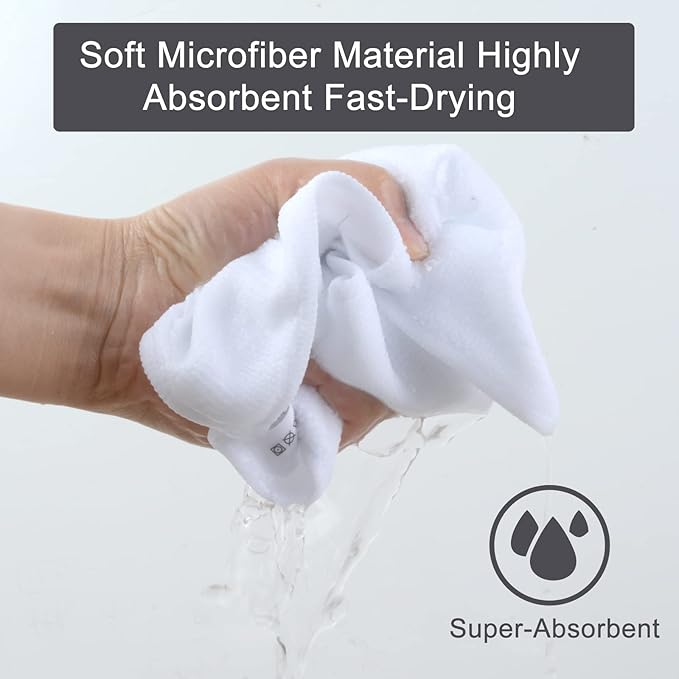 SINLAND Microfiber Cleaning Cloth Dish Cloth Kitchen No Streak Absorbent Dish Rags Lens Cloths 12Inchx12Inch 12 Pack White