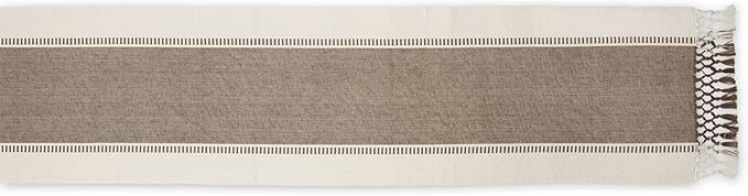 DII Dobby Stripe Woven Table Runner, 13x72, Brown
