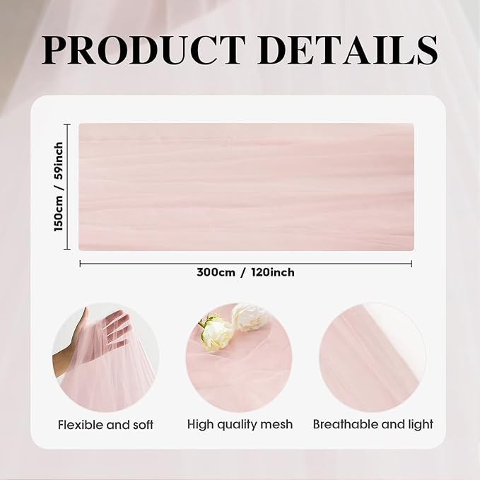 Artoid Mode Dusty Rose Gauze Table Runner 120 Inch 10FT, Seasonal Sheer Kitchen Dining Holiday Wedding Birthday Baby Shower Table Decor for Home Party
