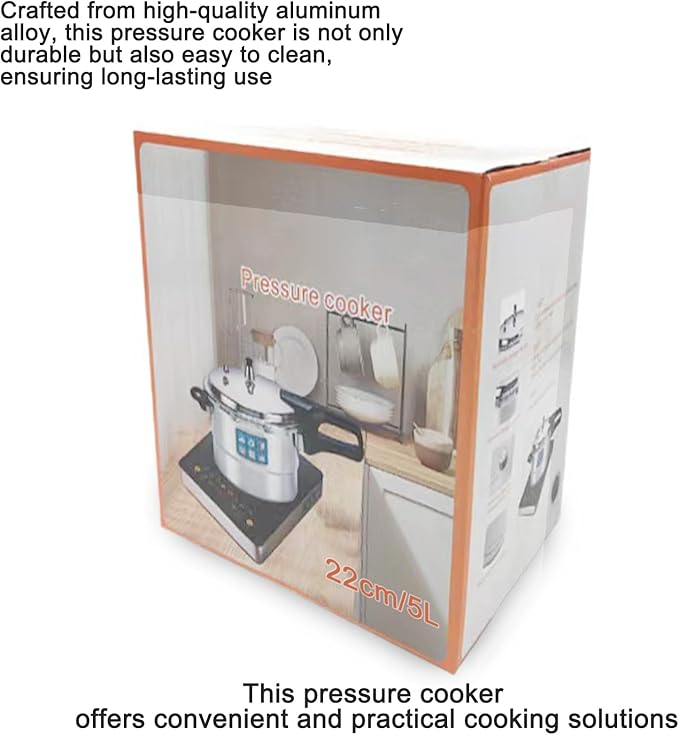 Small Pressure Cooker 4 Quart，Aluminum Pressure Cooker Compatible with Gas & Induction Cooker Fast Cooking Pot Even Heat Distribution for 2-3 People