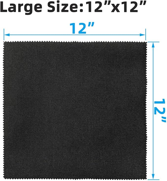 4 Pack Microfiber Gun Cleaning Cloth, 12"x12" Lint Free Gun Cleaning Rags, Reusable Microsuede Cleaning/Polishing Wipes Towels for Firearms, Knives and Scopes (Black)