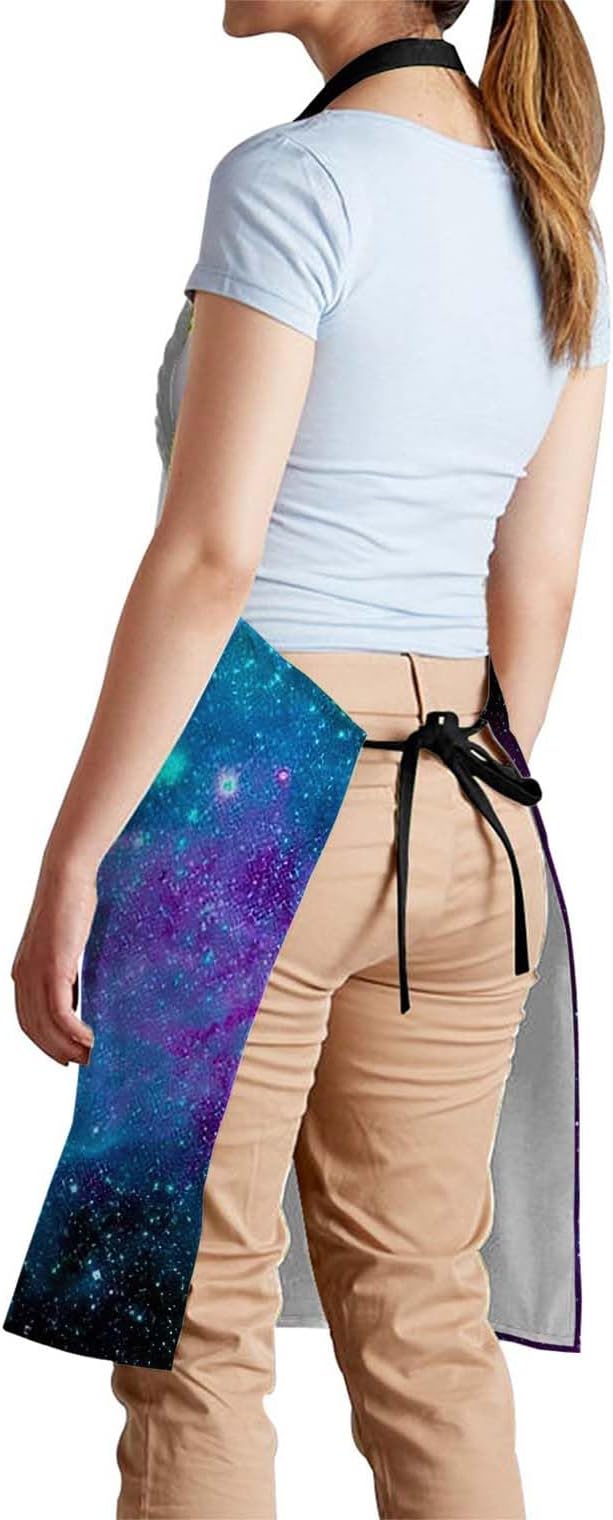 oFloral Galaxy Bib Apron with Adjustable Neck for Men Women,Suitable for Home Kitchen Cooking Waitress Chef Grill Bistro Baking BBQ Apron