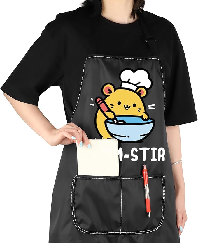 VAMSII Cooking Apron with Pockets Girls Chef Apron BBQ Baking Kitchen Apron for Girl Just a Girl Who Loves Cooking and Baking