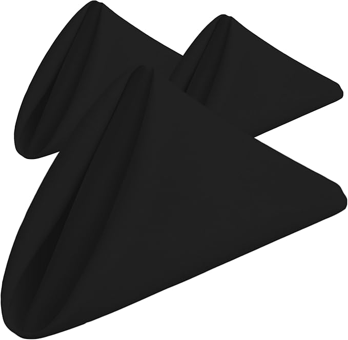 Wealuxe [24 Pack, Black] 100% Polyester Soft Durable Washable Cloth Table Napkins 17 x 17 Inch Great for Restaurants, Dinners and Parties