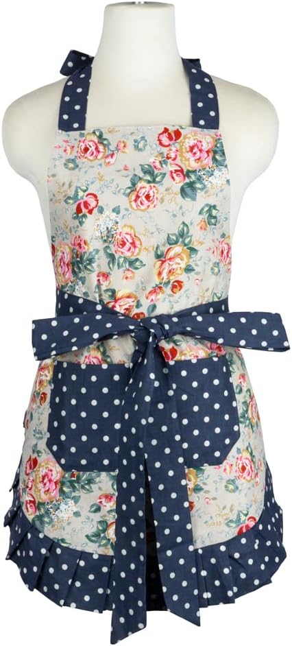 NEOVIVA Kitchen Aprons for Women with Pockets,Cooking Aprons for Women,Vintage Apron for Baking Gardening,Gifts for Mothers