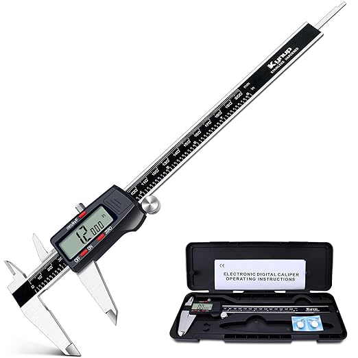 Kynup Digital Caliper, 8 Inch Micrometer Caliper Tool, Vernier Caliper Gages with Stainless Steel Body, Large LCD Screen, Auto - Off Feature, Inch Metric Fraction Conversion (200mm)