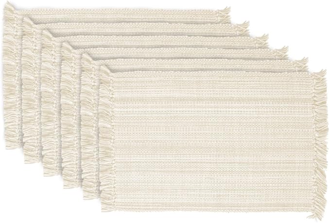 DII Variegated Tabletop Collection, Placemat Set, 13x19, Off-White, 6 Piece