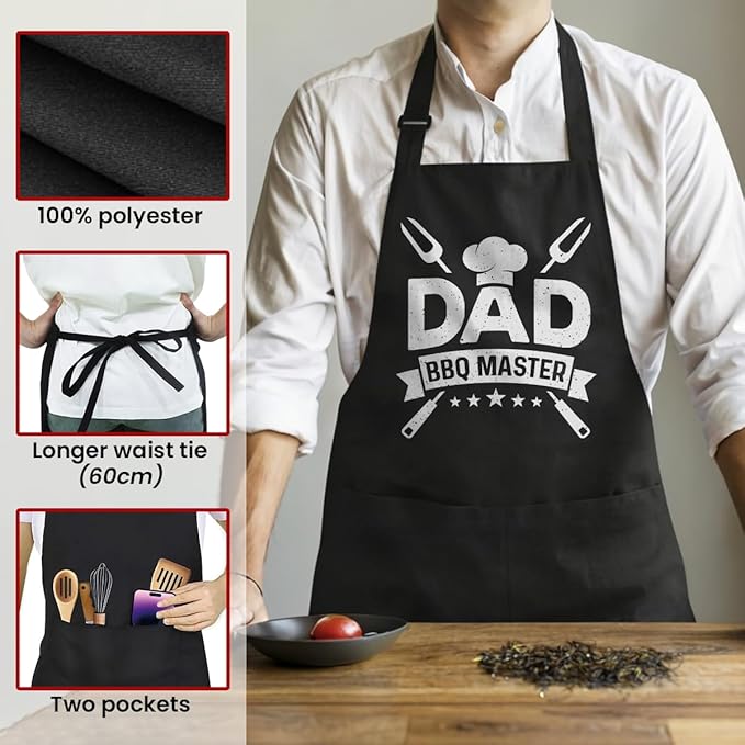 SANDJEST Funny Apron for Dad - Birthday Father’s Day Cooking Grilling Gifts for Mens