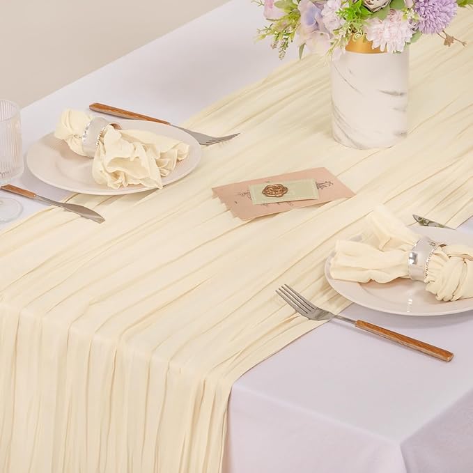 MLMC 60 Pack Beige Cheesecloth Napkins Bulk Reusable Washable Cloth Napkins 21"x21" Cream Boho Dinner Table Napkins in Bulk for Bridal Shower Baby Shower Events Decor