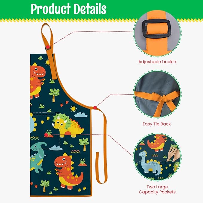 SANDJEST Kids Apron with Chefs Hat Set, Kitchen Apron Gifts