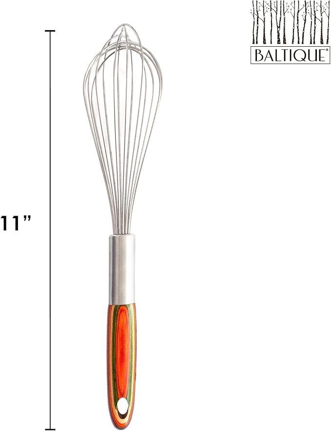 Totally Bamboo Baltique Marrakesh Collection Balloon Whisk, Stainless Steel with Ergonomic Wooden Handle, 11"