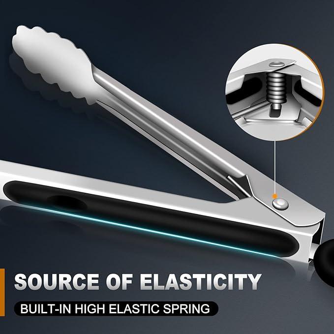 Eddeas Kitchen Tongs - 12 inch Heavy Duty Food Tongs, Ergonomic Grip,Superior Stainless Steel and Non-Slip Heat Resistant handle - Perfect for Cooking, Salad, Grilling, Barbecue,Dishwasher safe