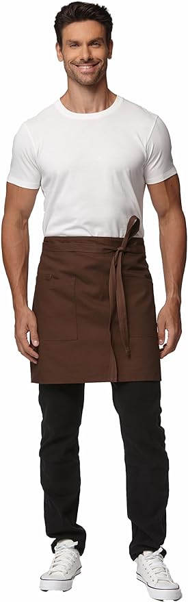 Unisex Waist Apron Half Bistro Apron Server Aprons with Pockets Waterproof 4251BY