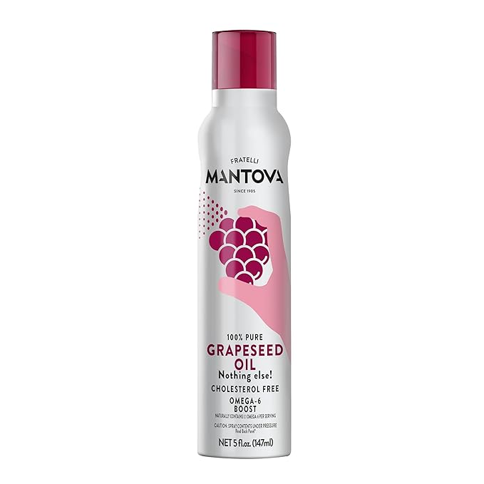 Mantova Grapeseed Oil, 100% Pure Cooking Spray with Omega-6, perfect for grilling, baking, or seasoning for cooking, our oil dispenser bottle lets you spray, drip, or stream with no waste, 5 oz