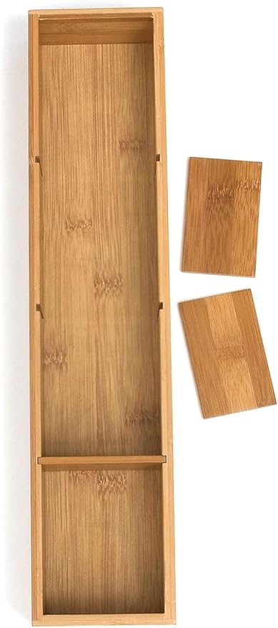 Lipper International Bamboo Drawer Organizer with 3 Removable Dividers, Brown