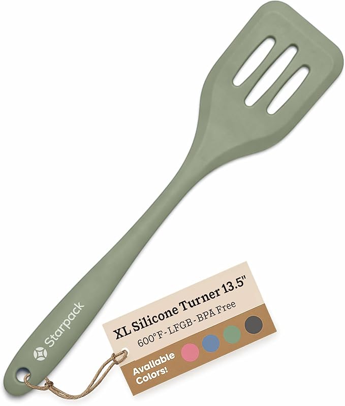 Starpack 'Head Turner' XL Premium Silicone Turner and Slotted Spatula - 13" Turning Spatulas High Heat Resistant to 600°F - Silicone Slotted Spatulas for Cooking - Non Stick Rubber Turning Spatula