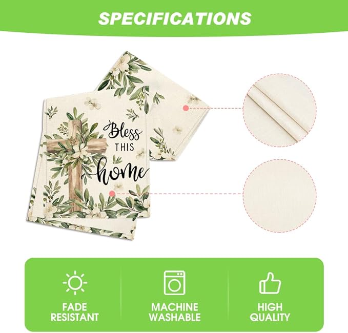 Artoid Mode Cross Olive Leaves Spring Table Runner,Seasonal Summer Easter Kitchen Dining Table Decoration for Home Party Decor 13x108 Inch