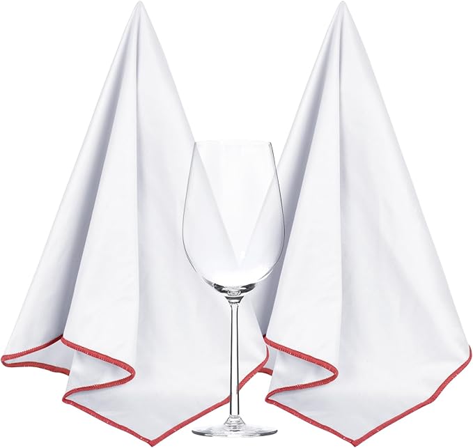 SINLAND Microfiber Glass Polishing Cloths Large Size Thick Lintless Drying Towels for Wine Glasses Stemware Dishes Stainless Appliances 20 Inch X 25 Inch Pack of 2 White