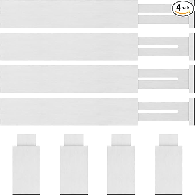 4 Pack Bamboo Drawer Dividers Organizer with Inserts 2.6'' High, Expandable from 12.5-21.7", Adjustable Drawer Organizer Separators for Utensils, Clothing, Office, Dresser, Bedroom, (White)