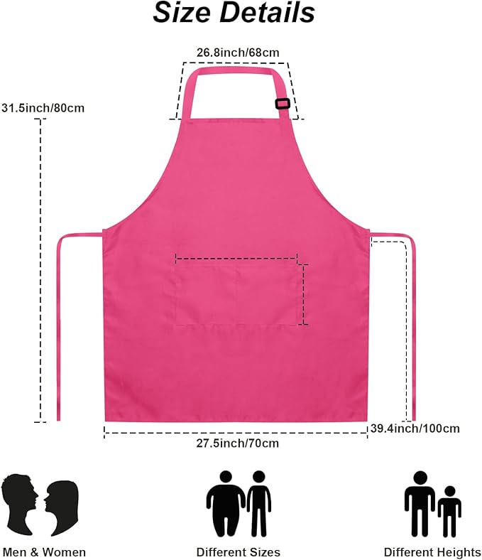 15 Pcs Adult Aprons Bulk with Pockets Adjustable Bib Chef Apron for Women Men Painting Cooking Crafting (S/L)