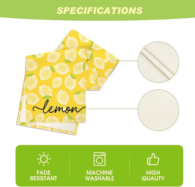Artoid Mode Yellow Leaves Lemon 210 GSM Summer Table Runner, Seasonal Kitchen Dining Table Decoration for Home Party Decor 13x36 Inch