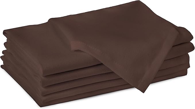 Encasa XO Dark Taupe Cloth Napkins Set of 6, 17"x17" | Solid Color Cotton Dinner Napkins | Washable & Reusable Wedding Napkins for Holiday Dinners, Party, & Everyday Table Decor