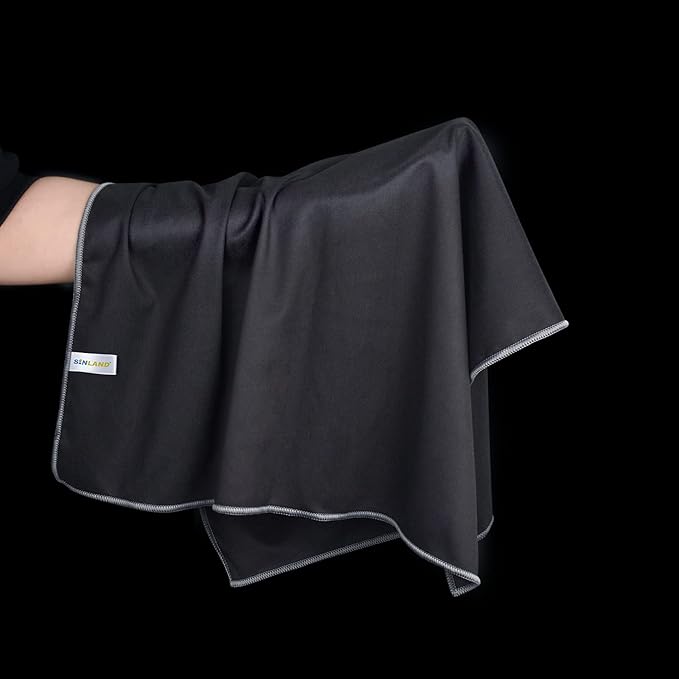 SINLAND Microfiber Glass Polishing Cloths Large Size Thick Lintless Drying Towels for Wine Glasses Stemware Dishes Stainless Appliances 20 Inch X 25 Inch Pack of 6 Black
