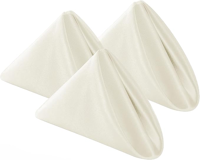 Bailarina Cloth Napkins Set of 120,17x17 inches Dinner Napkins Cloth Washable,Polyester Square Table Cloth Napkin Bulk with Hemmed Edges Ideal for Banquets, Parties and Weddings-Ivory