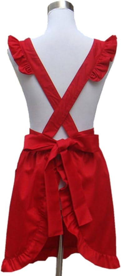 Hyzrz Cute Lovely Cotton Retro Kitchen Cooking Aprons for Women Girls Vintage Baking Apron with Pockets for Mother Gift