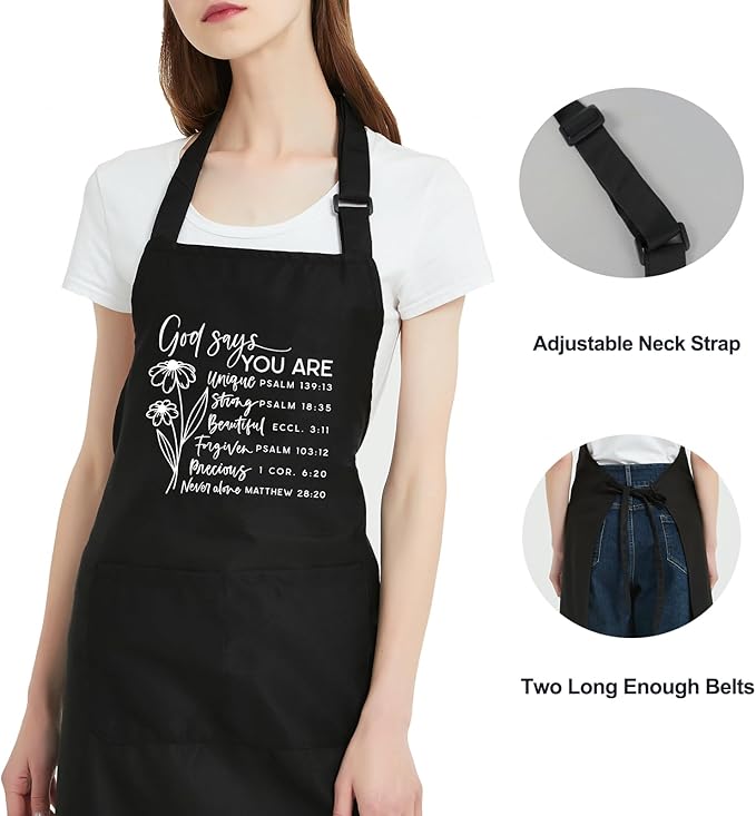 Funny Waterdrop Resistant Aprons for Women with 2 Pockets, Adjustable Bib Chef Kitchen Apron for Cooking Baking