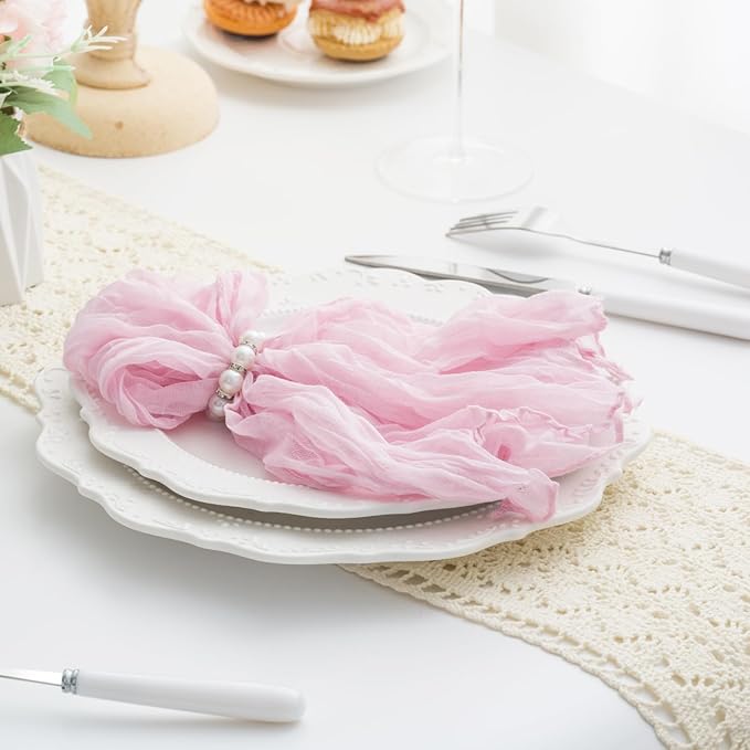 60 Pack Light Pink Cloth Napkins 21x21 Inches Light Pink Cheesecloth Napkins Set of 60 Washable Dinner Table Napkins for Wedding Summer Bridal Baby Shower Rustic Boho Cotton Gauze Party Table Decor