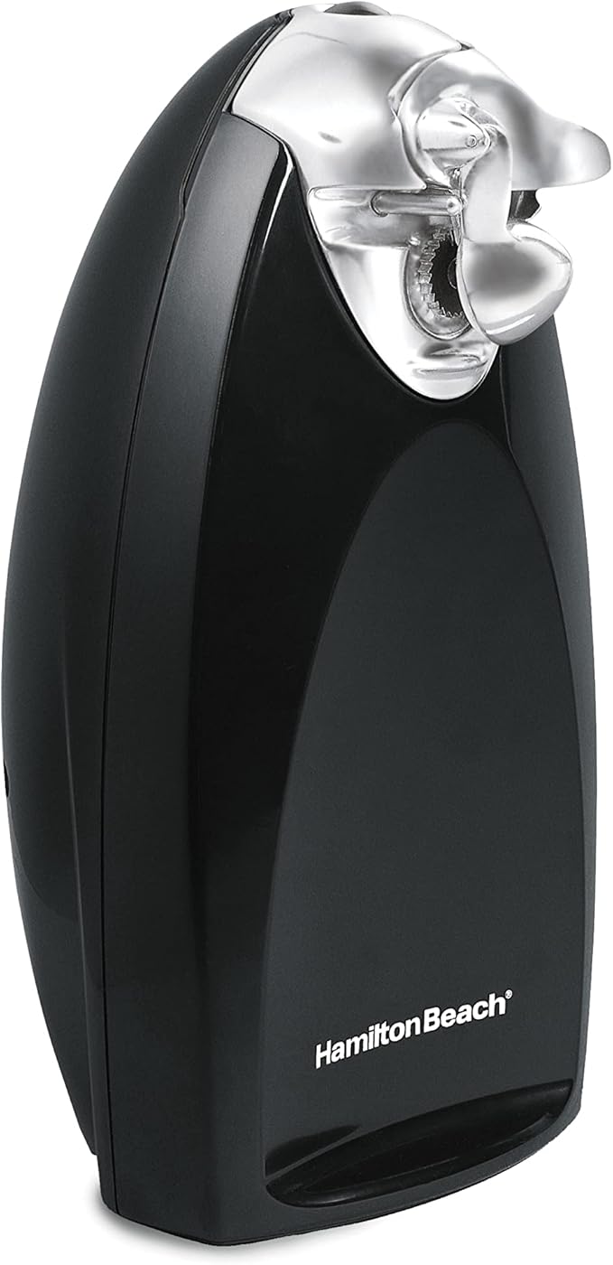 Hamilton Beach Electric Automatic Can Opener with Auto Shutoff, Knife Sharpener, Cord Storage, and SureCut Patented Technology, Extra Tall, Black