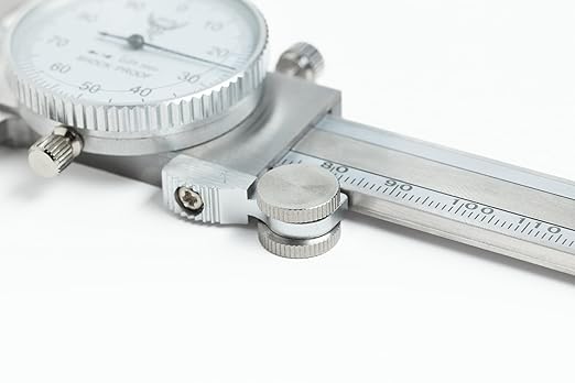 PEC Dial Caliper 0-150mm, Stainless Steel Precision Measuring Tool with Shock-Proof Dial, High Accuracy ±0.03mm