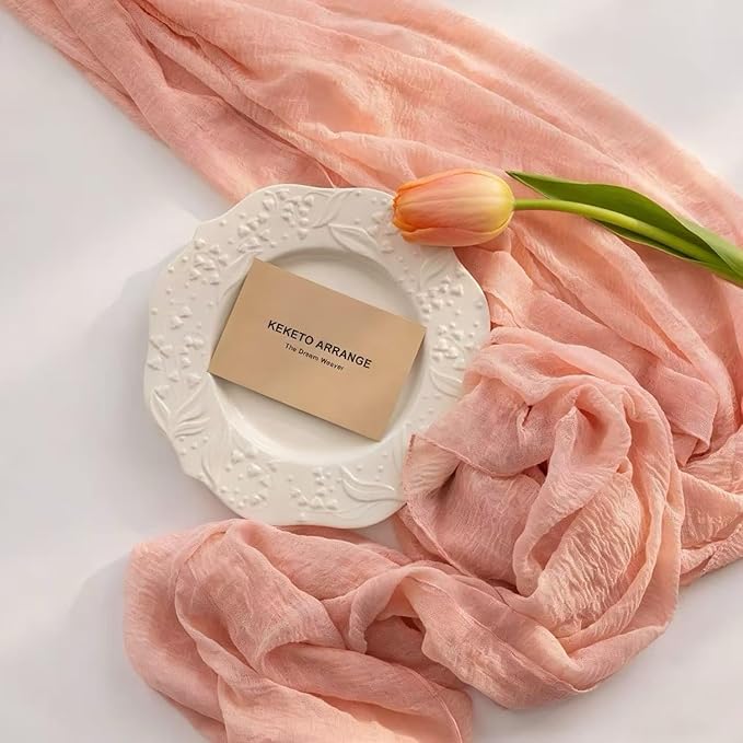 Keketoarrange 6pcs Pink Table Runner Cheese Cloth Rustic Gauze Cheesecloth Table Runner 120 Inch 10 FT for Wedding Baby Bridal Shower Sheer Boho Spring Easter Home Tea Party Decorations