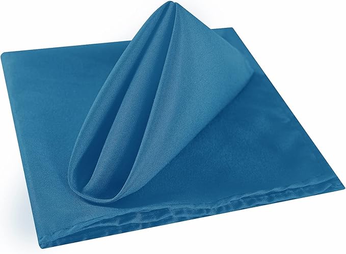 Cloth Napkins 17x17 inch Washable Polyester Dinner Napkins Soft Table Napkins for Wedding Party Dining Banquet(Mediterranean Blue,12PCS)