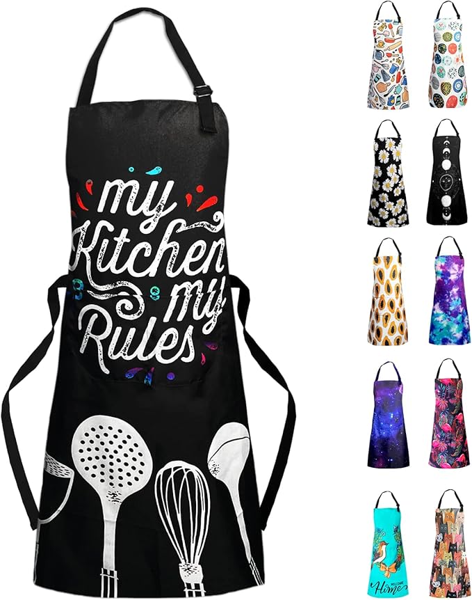 Sosolong Adjustable Waterproof Apron Bib Apron with 2 Pockets Cooking Kitchen Aprons for Women Men Chef
