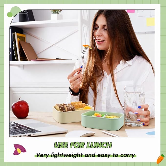Layhit 4 Pcs Silicone Bento Box for Adults, 27 oz Bento Lunch Container Reusable 3 Compartment Lunchable Food Container for Women Men, Leak Proof Microwave Dishwasher Freezer Safe (Desaturated Colors)