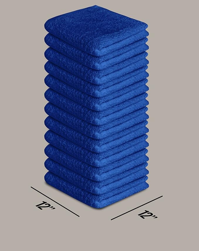 Softolle 100% Cotton Washcloths 24 Pack (12x12 Inches) Soft, Highly Absorbent Washcloth, Face Towels, Wash Cloths for Face, Ring Spun, Bulk Pack (Royal Blue)