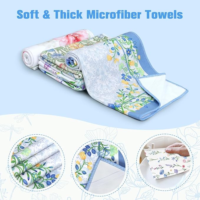Chinoiserie Floral Bird Microfiber Kitchen Towels, Soft Absorbent Hand Towel 15.7 × 23.6 Inch, Thick Dish Cloth for Party Anniversary Holiday Decoration, Housewarming Gifts for Mom